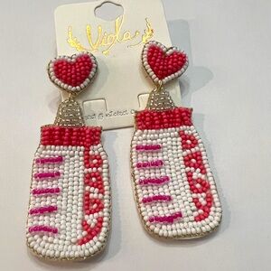 Viola Beaded Milk Bottle Baby Girl Earrings Gender Reveal